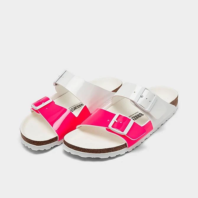 Women's Birkenstock Arizona Split Birko-Flor Sandals Neon Pink/White Patent - 1024214 650 4 Women's Birkenstock Arizona Split Birko-Flor Sandals Neon Pink/White Patent - 1024214 650 - Image 2
