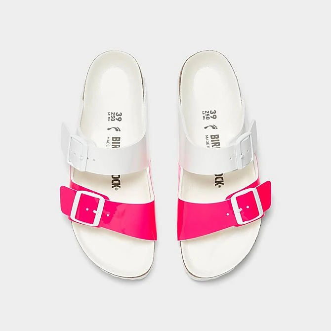 Women's Birkenstock Arizona Split Birko-Flor Sandals Neon Pink/White Patent - 1024214 650 7 Women's Birkenstock Arizona Split Birko-Flor Sandals Neon Pink/White Patent - 1024214 650 - Image 5