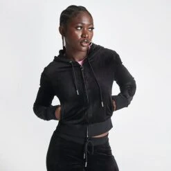 Women's Juicy Couture OG Big Bling Velour Zip-Up Hoodie Liquorice - 11000536 041 10 Women's Juicy Couture OG Big Bling Velour Zip-Up Hoodie Liquorice - 11000536 041 -Fashion General Store 11000536 041 M3