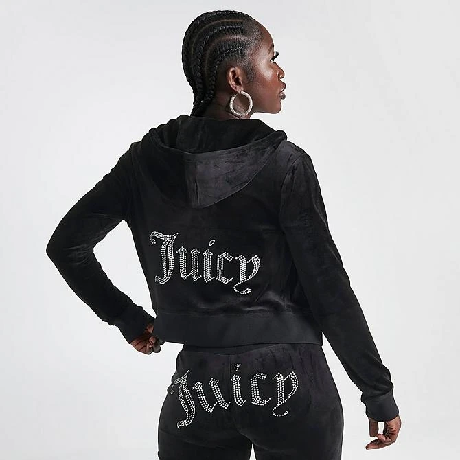 Women's Juicy Couture OG Big Bling Velour Zip-Up Hoodie Liquorice - 11000536 041 6 Women's Juicy Couture OG Big Bling Velour Zip-Up Hoodie Liquorice - 11000536 041 - Image 4