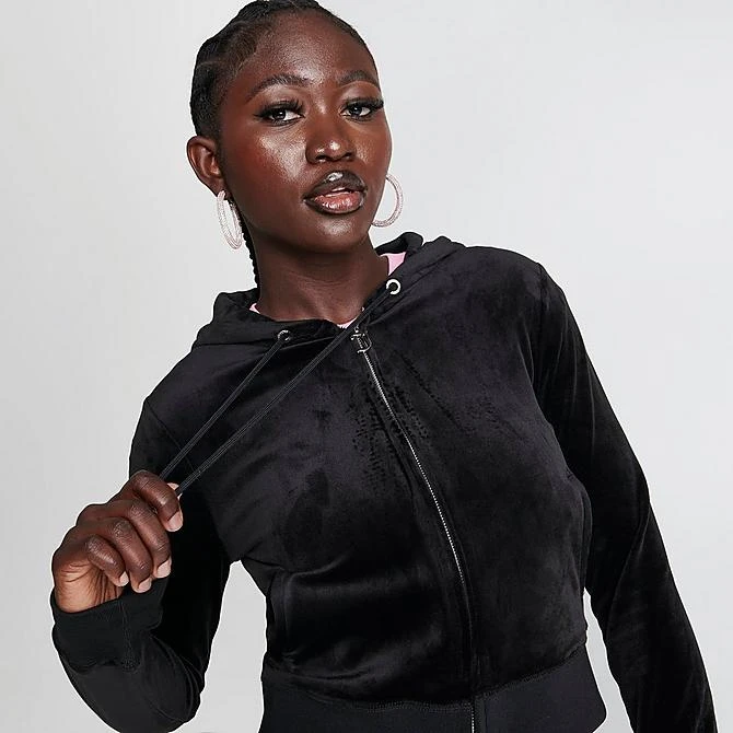 Women's Juicy Couture OG Big Bling Velour Zip-Up Hoodie Liquorice - 11000536 041 7 Women's Juicy Couture OG Big Bling Velour Zip-Up Hoodie Liquorice - 11000536 041 - Image 5