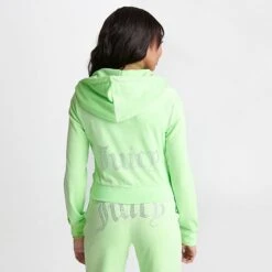 Women's Juicy Couture OG Big Bling Velour Zip-Up Hoodie Sour Apple - 11000536 321 -Fashion General Store 11000536 321 M4