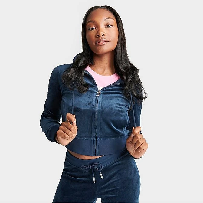 Women's Juicy Couture OG Big Bling Velour Zip-Up Hoodie Navy - 11000536 407 3 Women's Juicy Couture OG Big Bling Velour Zip-Up Hoodie Navy - 11000536 407