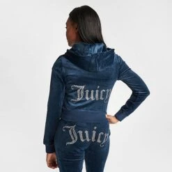 Women's Juicy Couture OG Big Bling Velour Zip-Up Hoodie Navy - 11000536 407 10 Women's Juicy Couture OG Big Bling Velour Zip-Up Hoodie Navy - 11000536 407 -Fashion General Store 11000536 407 M3