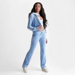 Women's Juicy Couture OG Big Bling Velour Zip-Up Hoodie Frosted - 11000536 430 -Fashion General Store 11000536 430 M2