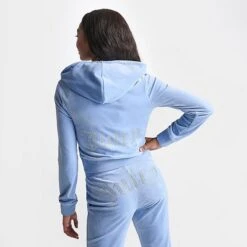 Women's Juicy Couture OG Big Bling Velour Zip-Up Hoodie Frosted - 11000536 430 -Fashion General Store 11000536 430 M4