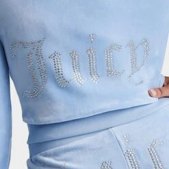 Women's Juicy Couture OG Big Bling Velour Zip-Up Hoodie Frosted - 11000536 430 -Fashion General Store 11000536 430 M6