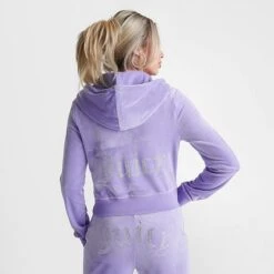 Women's Juicy Couture OG Big Bling Velour Zip-Up Hoodie Freesia - 11000536 543 -Fashion General Store 11000536 543 M4
