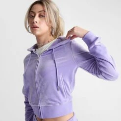Women's Juicy Couture OG Big Bling Velour Zip-Up Hoodie Freesia - 11000536 543 -Fashion General Store 11000536 543 M5