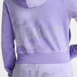 Women's Juicy Couture OG Big Bling Velour Zip-Up Hoodie Freesia - 11000536 543 -Fashion General Store 11000536 543 M6