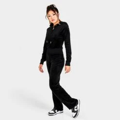 Women's Juicy Couture OG Big Bling Velour Track Pants Liquorice - 1100053A 041 -Fashion General Store 1100053A 041 M2