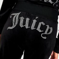 Women's Juicy Couture OG Big Bling Velour Track Pants Liquorice - 1100053A 041 -Fashion General Store 1100053A 041 M5