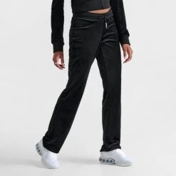 Women's Juicy Couture OG Big Bling Velour Track Pants Liquorice - 11001076 041 -Fashion General Store 11001076 041 M3
