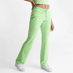 Women's Juicy Couture OG Big Bling Velour Track Pants Sour Apple - 11001076 321 -Fashion General Store 11001076 321 M3