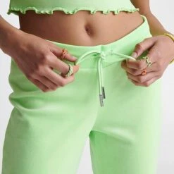 Women's Juicy Couture OG Big Bling Velour Track Pants Sour Apple - 11001076 321 -Fashion General Store 11001076 321 M6