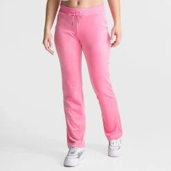 Women's Juicy Couture OG Big Bling Velour Track Pants Hot Hot - 11001076 676 -Fashion General Store 11001076 676 M3