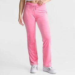 Women's Juicy Couture OG Big Bling Velour Track Pants Hot Hot - 11001076 676 -Fashion General Store 11001076 676 M4