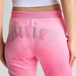 Women's Juicy Couture OG Big Bling Velour Track Pants Hot Hot - 11001076 676 -Fashion General Store 11001076 676 M5