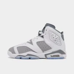 Nike Big Kids' Air Jordan Retro 6 Basketball Shoes White/Medium Grey/Cool Grey - 384665 100