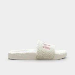 Women's Puma Leadcat 2.0 Sherpa Slide Sandals Marshmallow/Rose Gold - 38516101 100