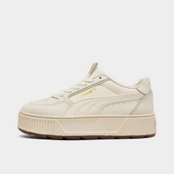 Women's Puma Karmen Rebelle Platform Casual Shoes Warm White/Puma Team Gold - 38721214 100