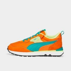 Women's Puma Rider FV Vintage Casual Shoes Vibrant Orange/Green/Light Lime - 38747503 800