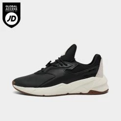 Women's Puma Fierce Nitro Leather Casual Shoes Black/Prestine/Gum - 38993203 001