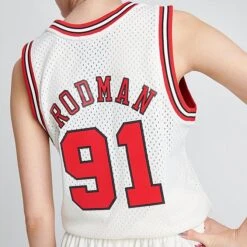 Women's Mitchell And Ness Chicago Bulls NBA Dennis Rodman Hardwood Classics Swingman Jersey Off White - 5052CBU9 250 -Fashion General Store 5052CBU9 250 M4