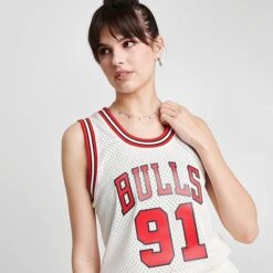 Women's Mitchell And Ness Chicago Bulls NBA Dennis Rodman Hardwood Classics Swingman Jersey Off White - 5052CBU9 250 -Fashion General Store 5052CBU9 250 M5