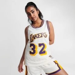 Women's Mitchell & Ness Los Angeles Lakers NBA Magic Johnson Basketball Jersey Off White - 5052LAL8 250 -Fashion General Store 5052LAL8 250 M3