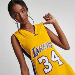 Women's Mitchell And Ness Los Angeles Lakers 1999 Shaquille O'Neal Dress Yellow - 5180LAL9 YLL -Fashion General Store 5180LAL9 YLL M5