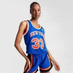 Women's Mitchell And Ness New York Knicks NBA Patrick Ewing Hardwood Classics Swingman Jersey Blue - 8120NYKR BLU -Fashion General Store 8120NYKR BLU M3