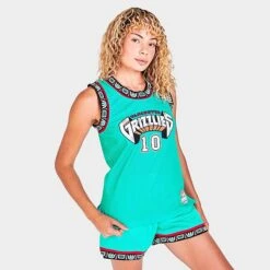 Women's Mitchell & Ness Vancouver Grizzlies NBA Mike Bibby Basketball Jersey Teal - 8120VGRT BLU -Fashion General Store 8120VGRT BLU M3