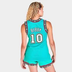Women's Mitchell & Ness Vancouver Grizzlies NBA Mike Bibby Basketball Jersey Teal - 8120VGRT BLU -Fashion General Store 8120VGRT BLU M4