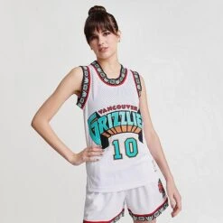 Women's Mitchell & Ness Vancouver Grizzlies NBA Mike Bibby Basketball Jersey White - 8120VGRW WHT -Fashion General Store 8120VGRW WHT M3