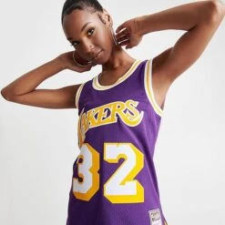 Women's Mitchell And Ness Los Angeles Lakers NBA Magic Johnson Hardwood Classics Swingman Jersey Purple - 812LALD PUR -Fashion General Store 812LALD PUR M5