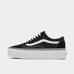 Women's Vans Old Skool Stackform Soft Suede Casual Shoes Suede/Canvas Black/True White - A7Q5M6BT 001