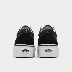 Women's Vans Old Skool Stackform Soft Suede Casual Shoes Suede/Canvas Black/True White - A7Q5M6BT 001 -Fashion General Store A7Q5M6BT 001 P4