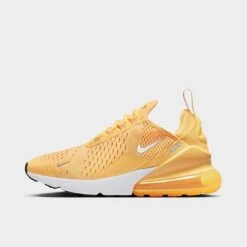 Women's Nike Air Max 270 Casual Shoes Topaz Gold/White/Laser Orange/Cobalt Bliss - AH6789 701