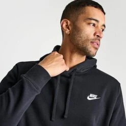 Nike Sportswear Club Fleece Embroidered Hoodie Black/Black/White - BV2654 010 -Fashion General Store BV2654 010 M5