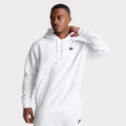 Nike Sportswear Club Fleece Embroidered Hoodie White/White/Black - BV2654 100