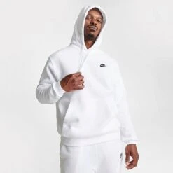 Nike Sportswear Club Fleece Embroidered Hoodie White/White/Black - BV2654 100 -Fashion General Store BV2654 100 M3