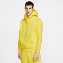 Nike Sportswear Club Fleece Embroidered Hoodie Optic Yellow - BV2654 731