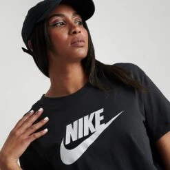 Women's Nike Sportswear Essential Cropped T-Shirt Black/White - BV6175 010 -Fashion General Store BV6175 010 M5
