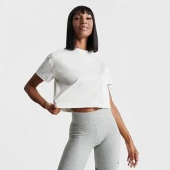 Women's Nike Solo Swoosh Essential Cropped T-Shirt Phantom/White - CV0560 030 9 Women's Nike Solo Swoosh Essential Cropped T-Shirt Phantom/White - CV0560 030 -Fashion General Store CV0560 030 M3
