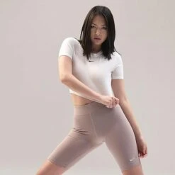 Women's Nike Sportswear Essential Mid-Rise 10 Inch Bike Shorts Diffused Taupe - CZ8526 272 -Fashion General Store CZ8526 272 M3