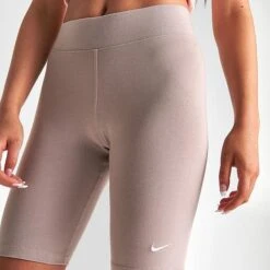Women's Nike Sportswear Essential Mid-Rise 10 Inch Bike Shorts Diffused Taupe - CZ8526 272 -Fashion General Store CZ8526 272 M5