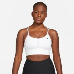 Women's Nike Dri-FIT Indy Longline Light-Impact Sports Bra White/Black - DB8765 100