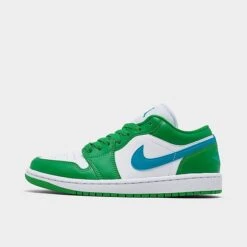 Nike Women's Air Jordan Retro 1 Low Casual Shoes Lucky Green/Aquatone/White - DC0774 304