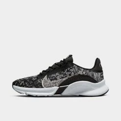 Women's Nike SuperRep Go 3 Next Nature Flyknit Training Shoes Black/Metallic Silver/White - DH3393 010